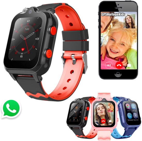 GPSHorlogeKids© - GPS horloge kind - smartwatch kinderen - WhatsApp - 4G videobellen - spatwaterdicht - SOS alarm - Dual Camera - gezichtsherkenning - incl. SIM - DUO Zwart
