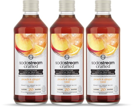 SodaStream Crafted White Peach & Ginger siropen - Witte perzik & Gember smaak - Voor cocktails en mocktails - Goed voor 20 drankjes - 3 stuks - 3x330ml