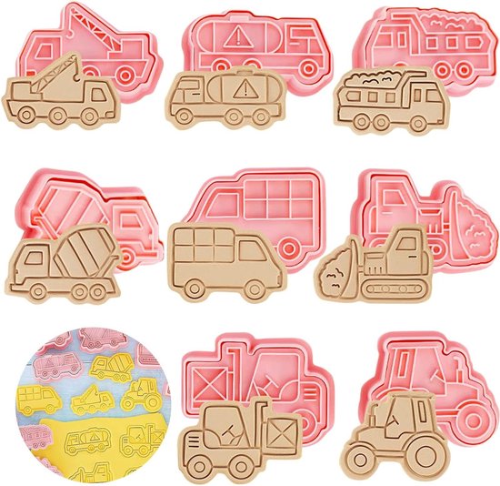 8 stuks uitsteekvormen, koekjessnijders voor kinderen, 3D fondant