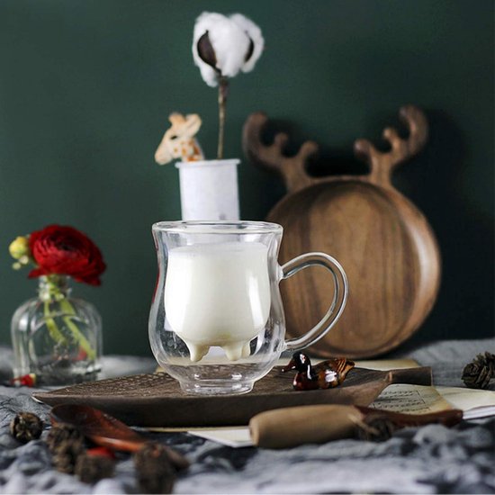 Koffiemokken, set van 2 latte glazen van 12 oz met handvat, dubbelwandige geïsoleerde