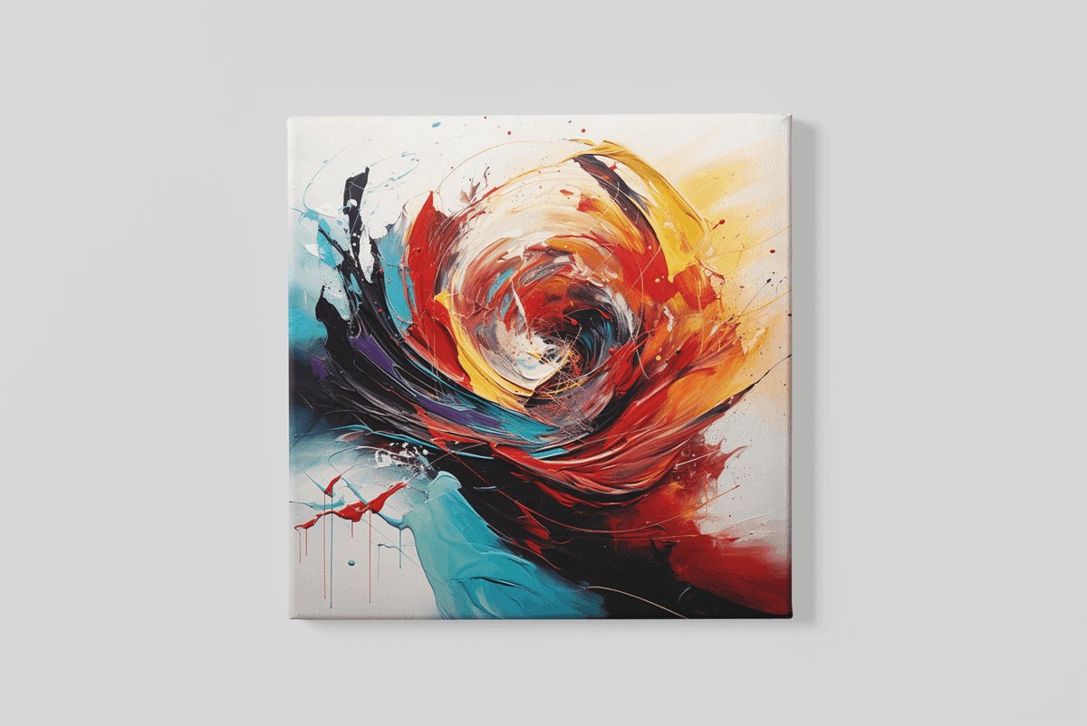 Trendex Global Vierkant Canvas Schilderij - Abstract - Kunst - Modern - Wandecoratie - 60x60x2 cm Kleurrijk