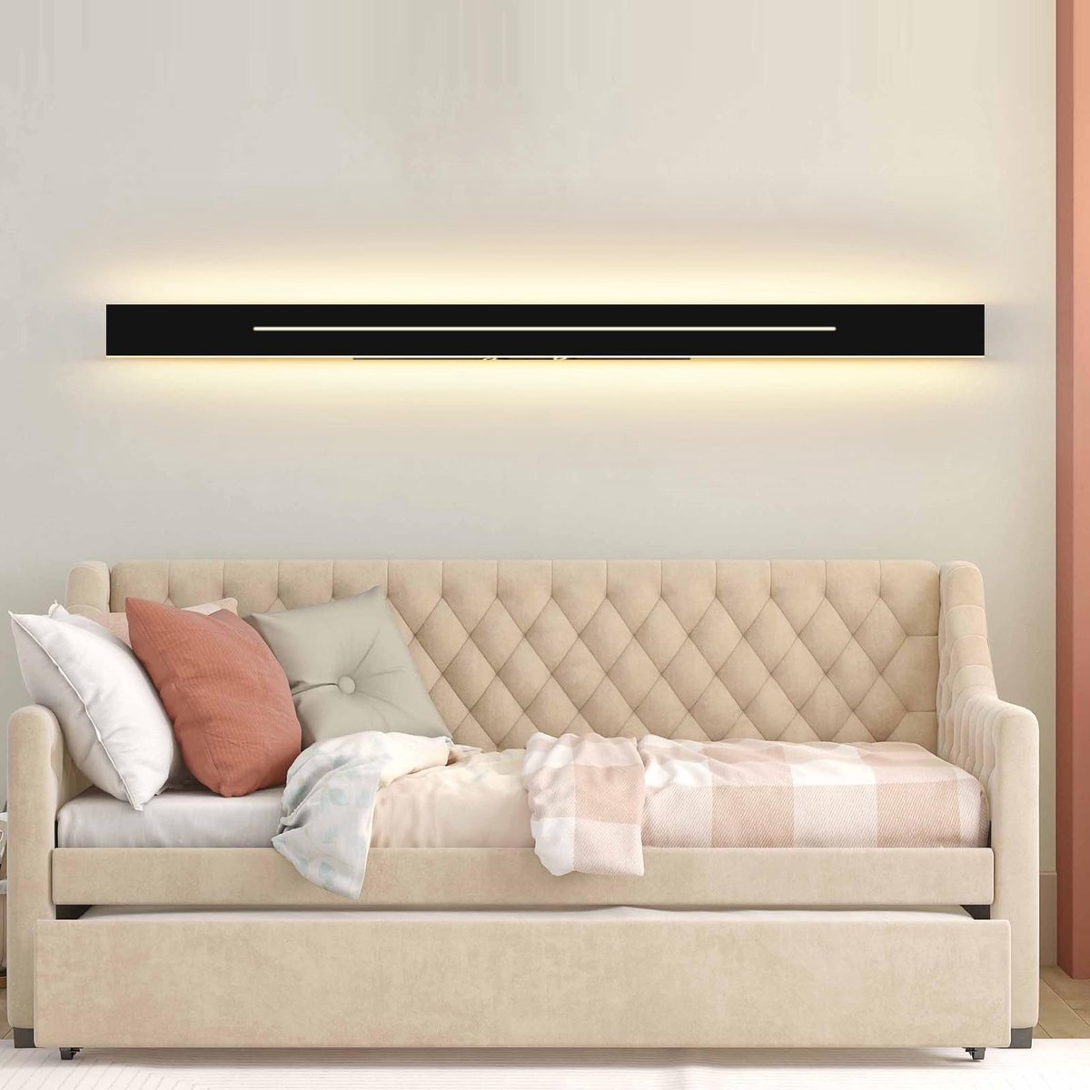 NETTLIFE Wandlamp LED - Zwart - 100CM Ganglamp - 3000K Warm Wit Licht - Binnen Wandlamp - Modern Trappenhuislamp - 31W Wandverlichting - voor Slaapkamer | Trappenhuis | Kinderkamer | Woonkamer