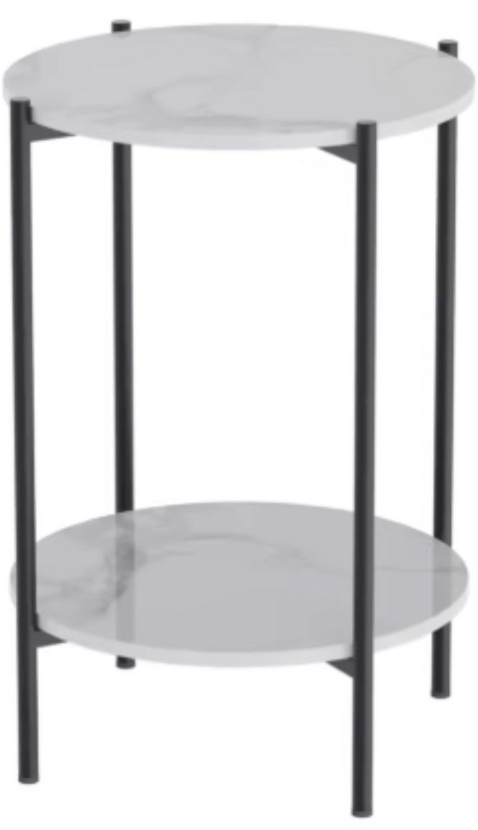 Bolt Edge Massieve bijzettafel Mira - Zwart - Salontafel - Woonkamer - Emerald look - Side table - 40cm Wit