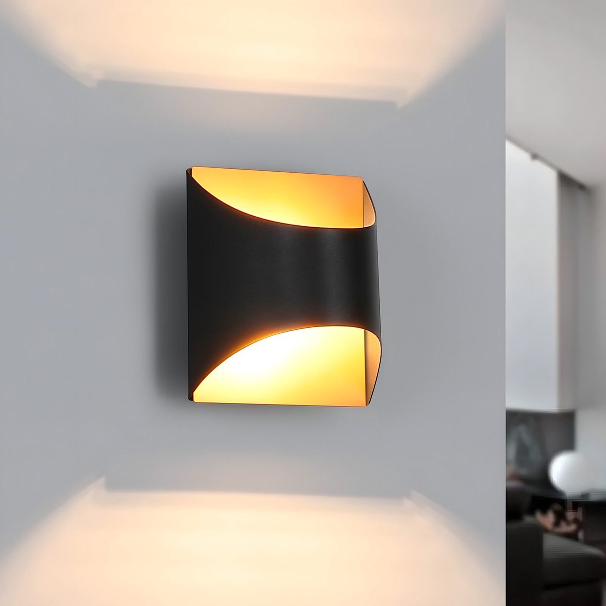 NETTLIFE Wandlamp G9 - Zwart Goud - Up and Down Design - Vintage Trapverlichting - Binnen Keramische Wandverlichting - voor Gang | Slaapkamer | Woonkamer | Kinderkamer - Zonder Lamp