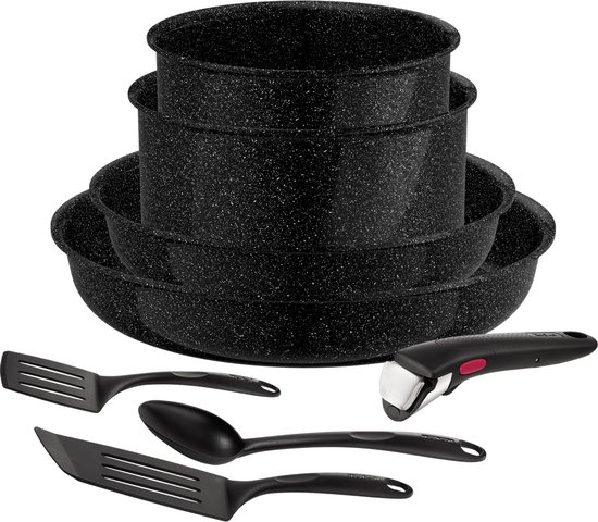 Tefal Ingenio Intens'Ceram - Pannenset - 8-delig - PFAS-vrij - Keramisch - Inductie - Stapelbaar - Afneembare Handgreep