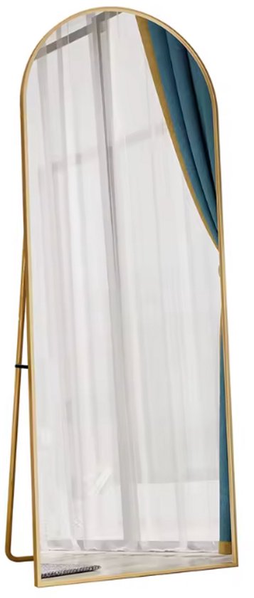 Passpiegel - Lange Spiegel - Staand - Boogspiegel - Halfrond - Goud - 162 × 53cm