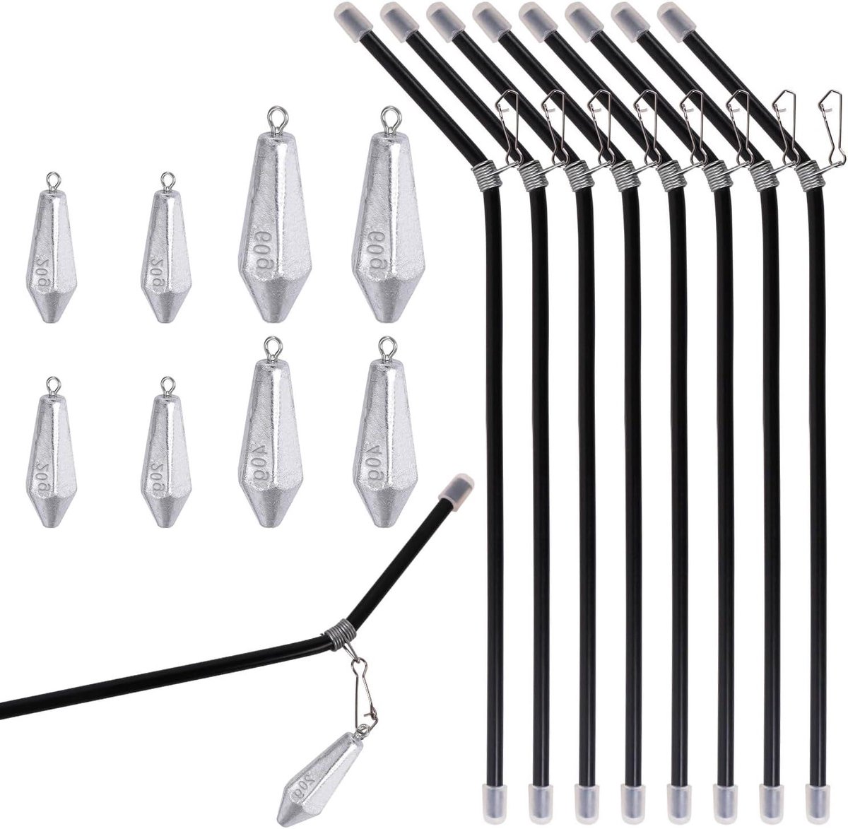 Allecto Plus - Set vislood hengelaccessoires - 20/40/60 g perenlood - vissen grondlood - visgewicht - anti-klitten - buiten vissen - hengelen