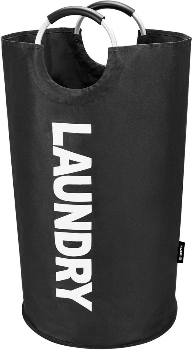 Goedkoopste BOTC Wasmand - Waszak - Laundry basket - Wassorteerder 82L - 38x72 cm - waszak vouwbaar - draagbaar wasbox - Zwart