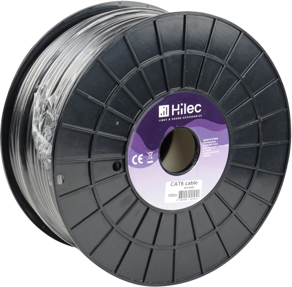 Hilec CAT6cable flexibele datakabel op rol 100 meter (zwart)
