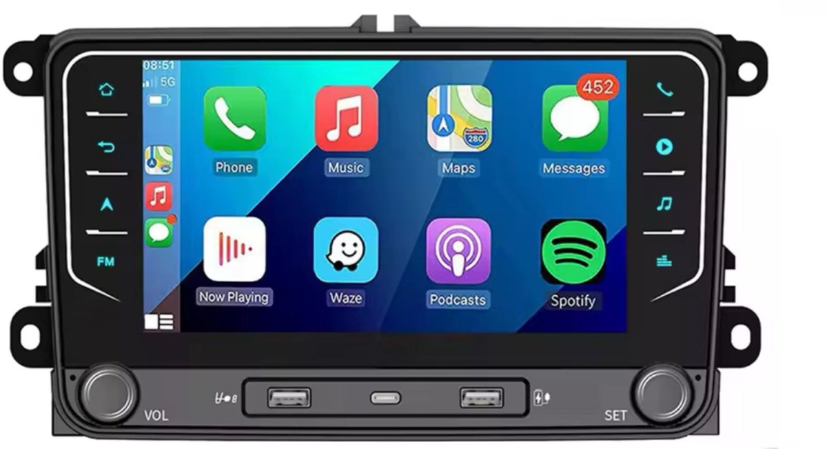 Navigatiesysteem auto met scherm - autoradio geschikt voor CarPlay en Android auto - bluetooth radio - geschikt voor Volkswagen Tiguan 2007-2016