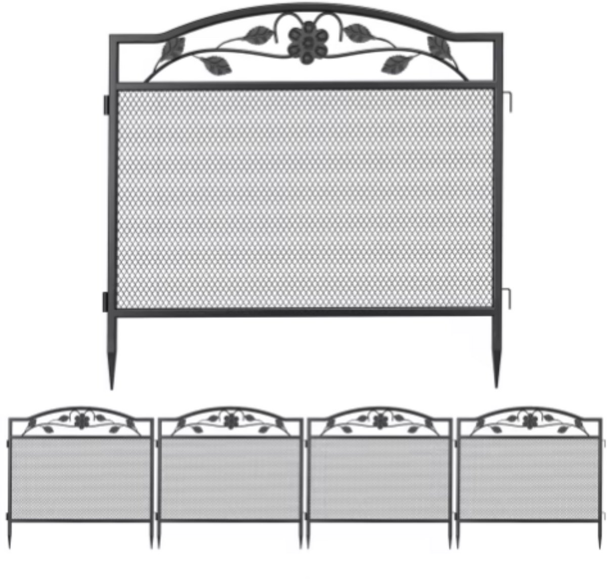 Tuinhek - Perkafzetting - 400x80cm - Voor Buiten - Zwaar Metaal Huisdier - Borderrand - 5 stuks - Voortuin