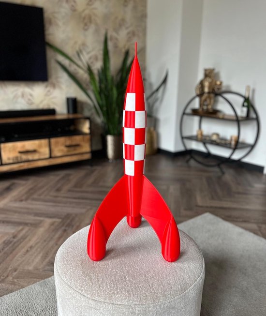 Tintin - Fusée - Lune - Mars - Objet de collection - Rouge - Wit - 60 cm