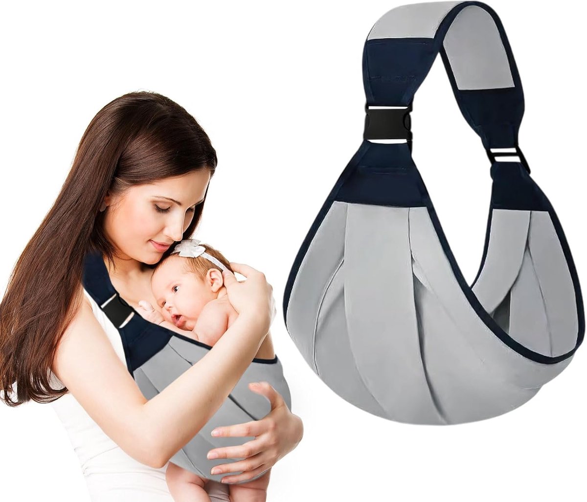 Draagdoek - Draagzak - Ergonomische draagzak - Wrap - Multifunctioneel - Ergonomisch - Geschikt Voordrager - Verstelbare draagzak met één schouder voor zuigelingen - Baby - Dreumes - Wrap - Travel Size - tot 36 maanden - Grijs
