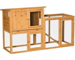 Konijnenhok voor buiten - Weerbestendig - Konijnenren - Kooi - Groot konijnen Hok - Oranje