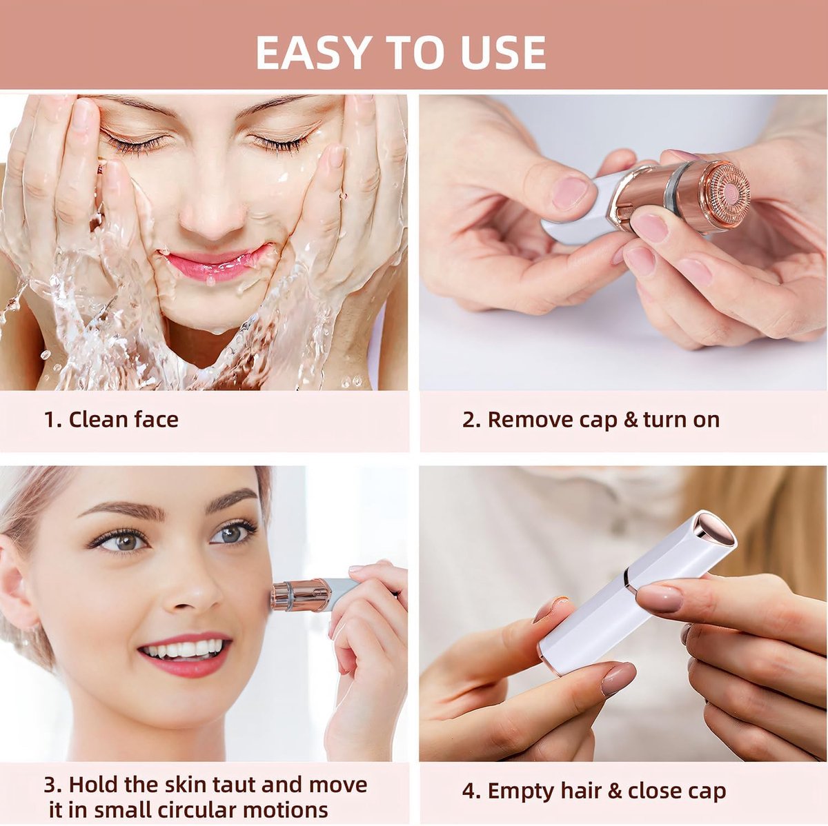 Ladyshave USB-oplaadbaar met LED-lamp - pijnloos gezichtshaar thumbnail 3