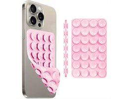 Casemania Dubbelzijdig Siliconen Zuignap voor Mobiele telefoonen - Licht Roze - Zelfklevend op telefoon en hoesje - Selfiesticker TikTok - telefoon sticker - Compatibel met Apple iPhone, Samsung, Oppo en Xiaomi - Light Pink