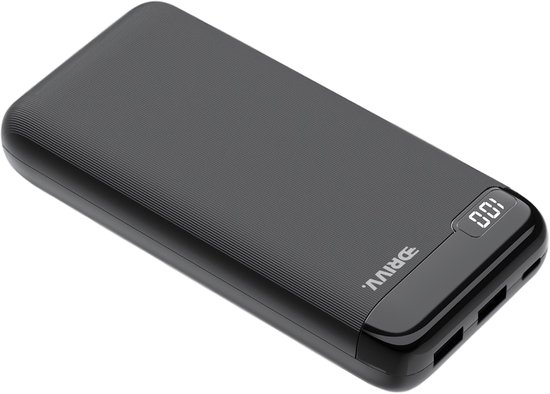 Drivv. Powerbank 20.000 mAh - Inclusief 100w Oplaadkabel - 22.5W snellader - Quick Charge USB 3.0 - USB C - Geschikt voor o.a. Samsung / iPhone / meer - LED - Zwart