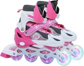 CHIWIN Inline Skates Verstelbaar - Skeelers Meisjes en Jongens - Rolschaatsen Kinderen - 26-32 - met Lichtgevende Wieltjes - 3x Veiligheid - Ademend Materiaal - Trendy Design - Ideaal Cadeau - Roze - S