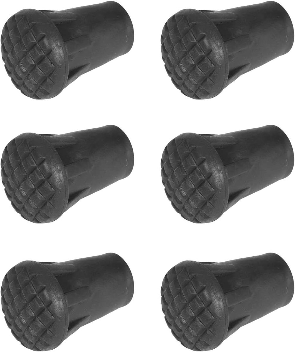 Allecto Plus - 6-delige Set Rubberen Tips voor Wandelstokken Trekking - Wandelstok Accessoires - Beschermende Wandelstokdoppen met Trekkingpaal Tips