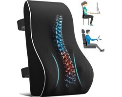 Rugsteunen - Rugkussen Onderrug Ergonomisch - Autostoel - Memory Foam - Orthopedisch Lendekussen - Rugsteun - Geschikt Voor Auto, Bureaustoel, Bank en Bed - Rugsteun - Lendensteun - Lendekussen - Thuiswerken - zwart
