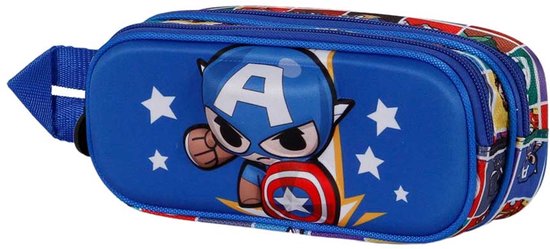 Karactermania - Marvel - Captain America - Guignol - Trousse à crayons 3D Double Zip - Bleu