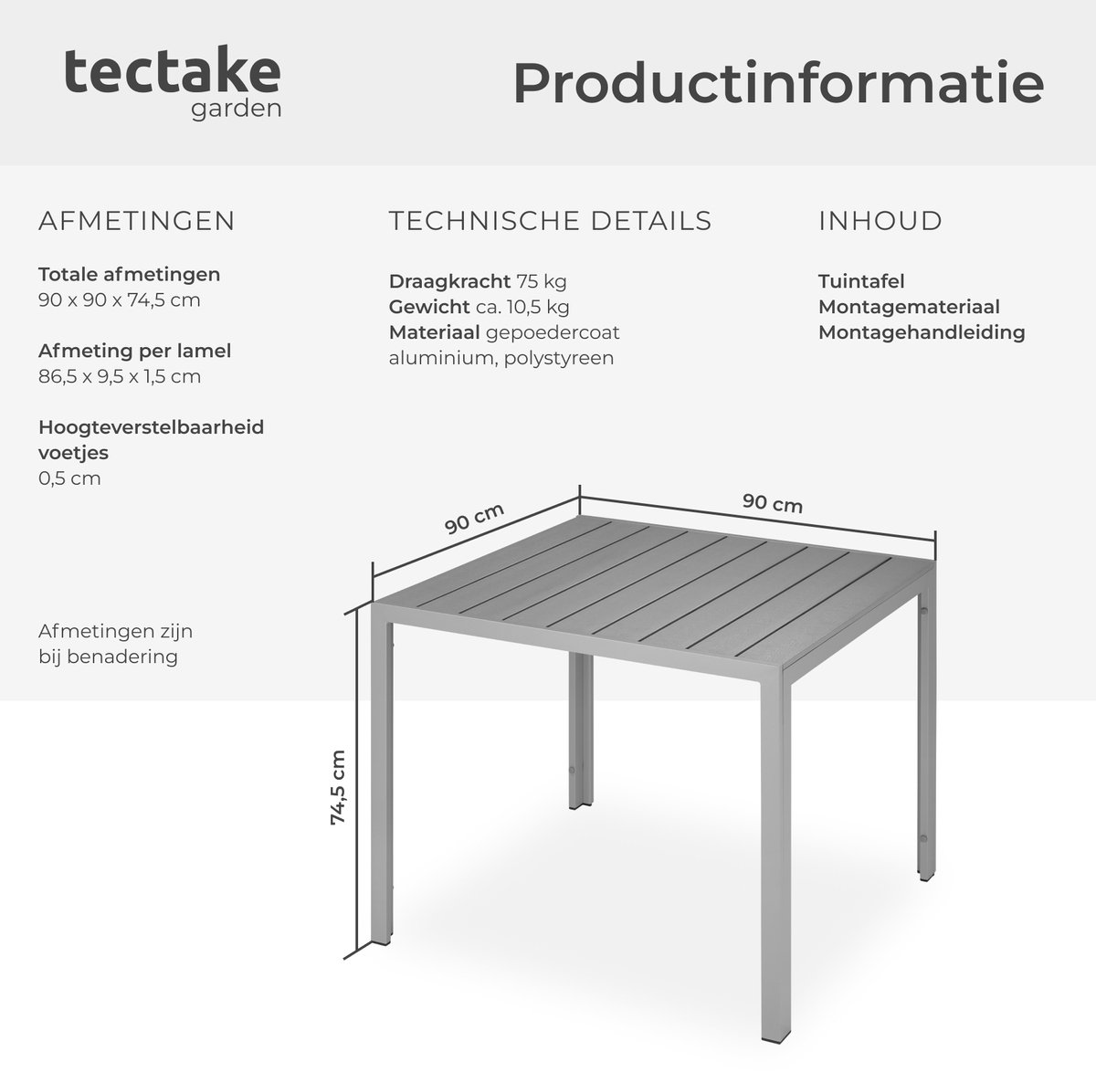 tectake tectake Tuintafel Aluminium Terrastafel - afbeelding 4