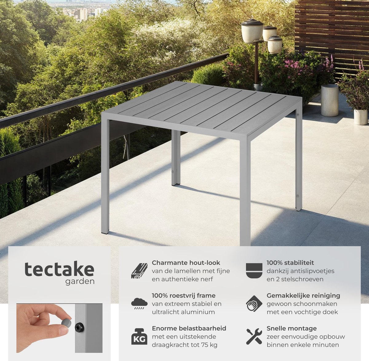 tectake tectake Tuintafel Aluminium Terrastafel - afbeelding 2