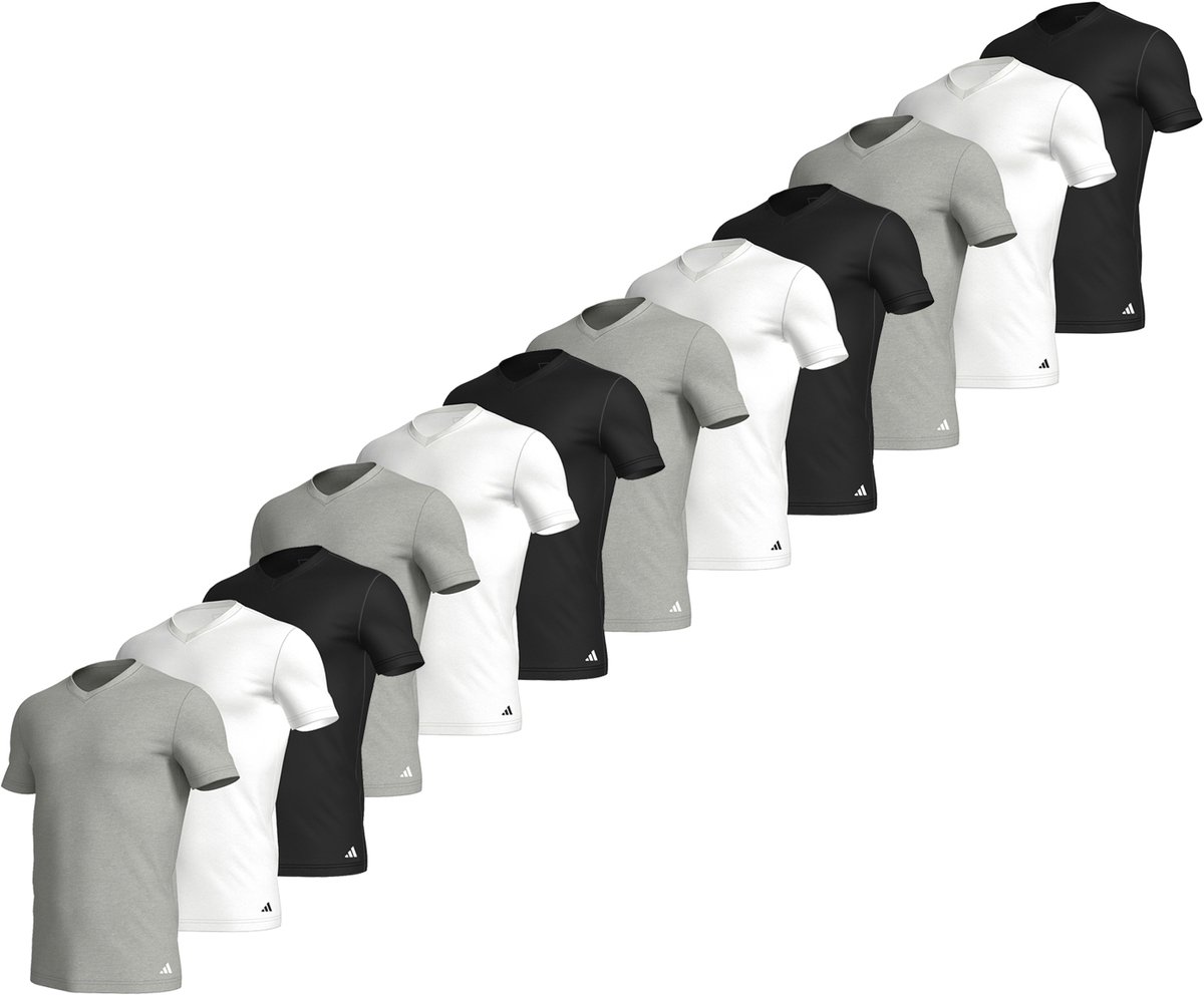 12-pack adidas V-Hals T-shirt Heren V-Hals Katoen Multicolor