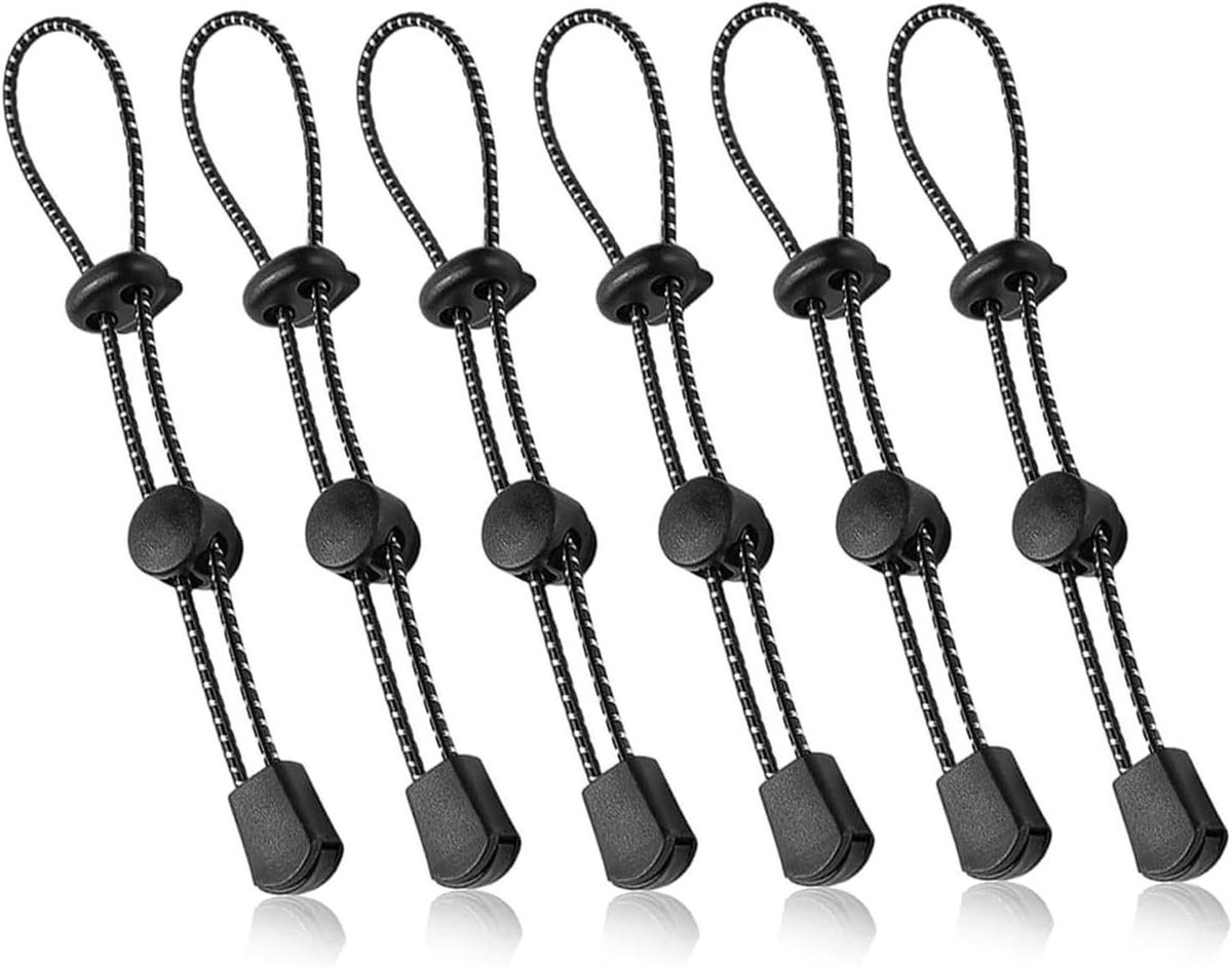 Allecto Plus - Elastisch touw met bevestigingsgesp voor rugzakken - Set van 6 stuks - Voor trekking, wandelen en kamperen