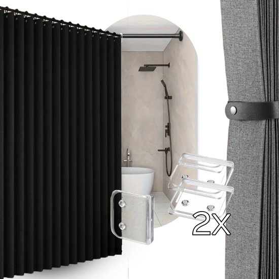 TEXTIEL DOUCHEGORDIJN WIT 240 BREED x 180 HOGE INCL. RING! 240x180 cm