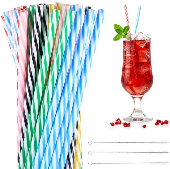 Gekleurde Plastic Rietjes | 50 - 100 stuks