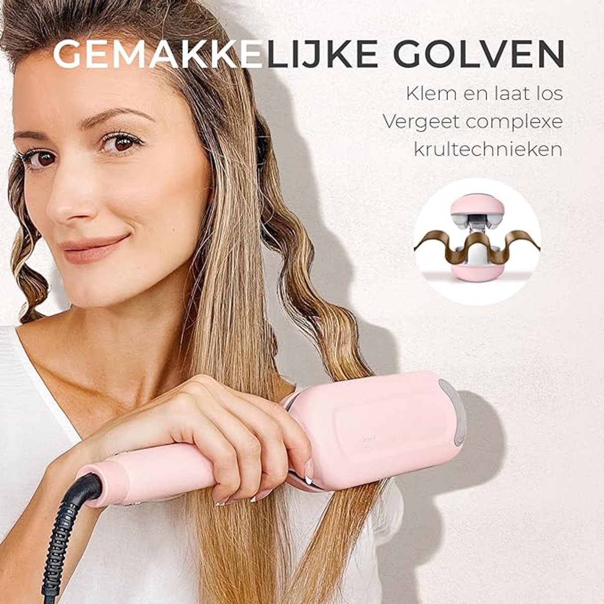 TYMO Rovy Krultang Roze met ION Technologie en 9 Temperatuurinstellingen - afbeelding 3