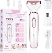 Bol.com 4-in-1 Draadloze Elektrische Ladyshave – Pijnloze Trimmer voor Vrouw – Geschikt voor Benen Lichaam Oksel Armen Bikinilij... aanbieding