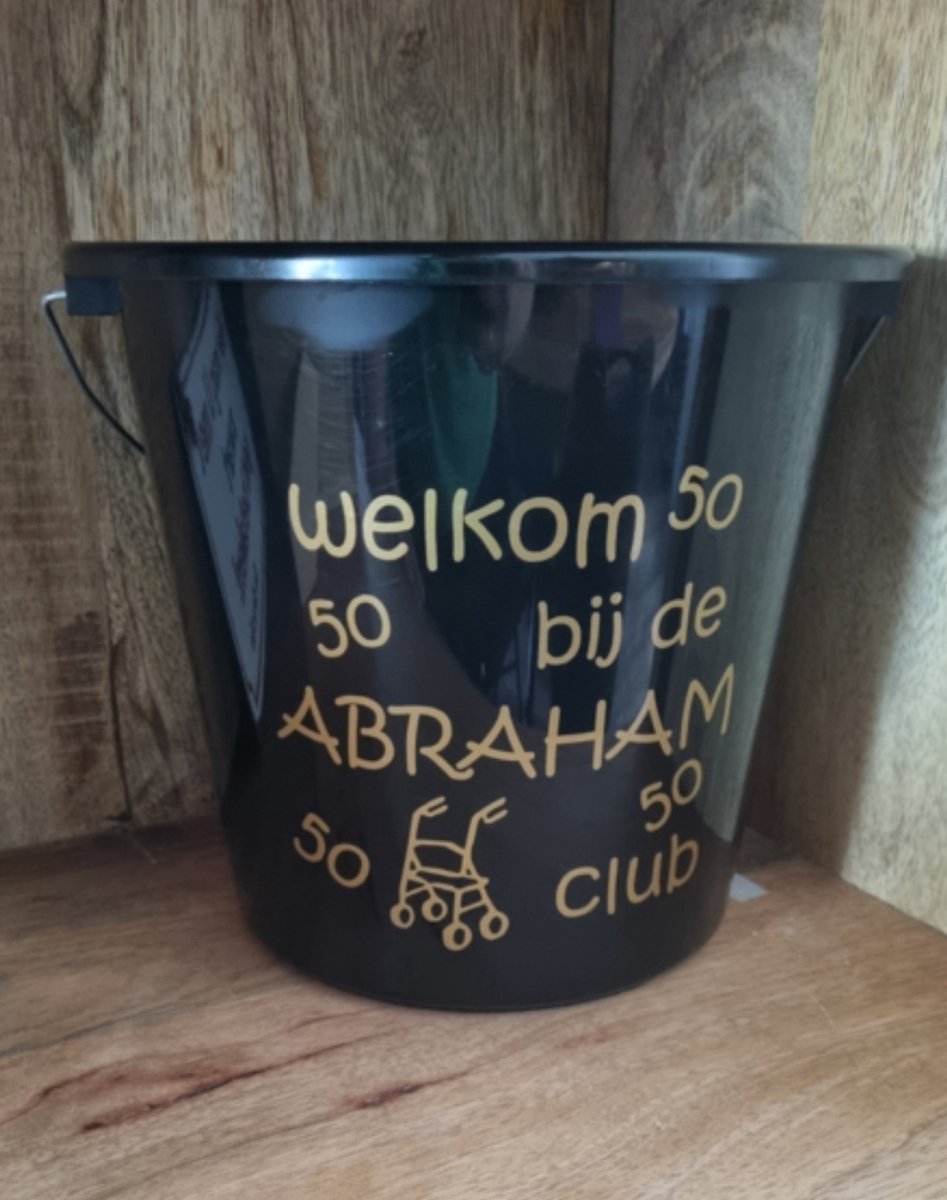 Cadeau emmer. Welkom bij de club Abraham. Bouwemmer 12 Liter