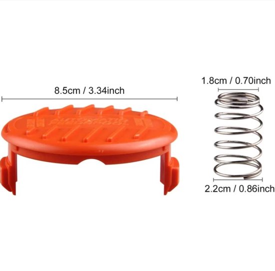 Geschikt voor 4-pack spoelkappen + 4 vervangende veeronderdelen compatibel met BLACK+DECKER RC-100-P grastrimmers van Oregon — afbeelding 5