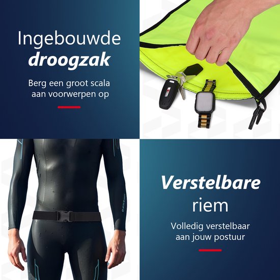 Zwemboei,Slepen Vlotter Droog Zak, 20L Wild Swimming Float en Waterdichte Telefoonhoes,Opblaasbare Droge Tas,Voor Open Water Zwemmen Sport Kajakkers Triatleten Snorkelaars,Zwembel Zeer Zichtbaar