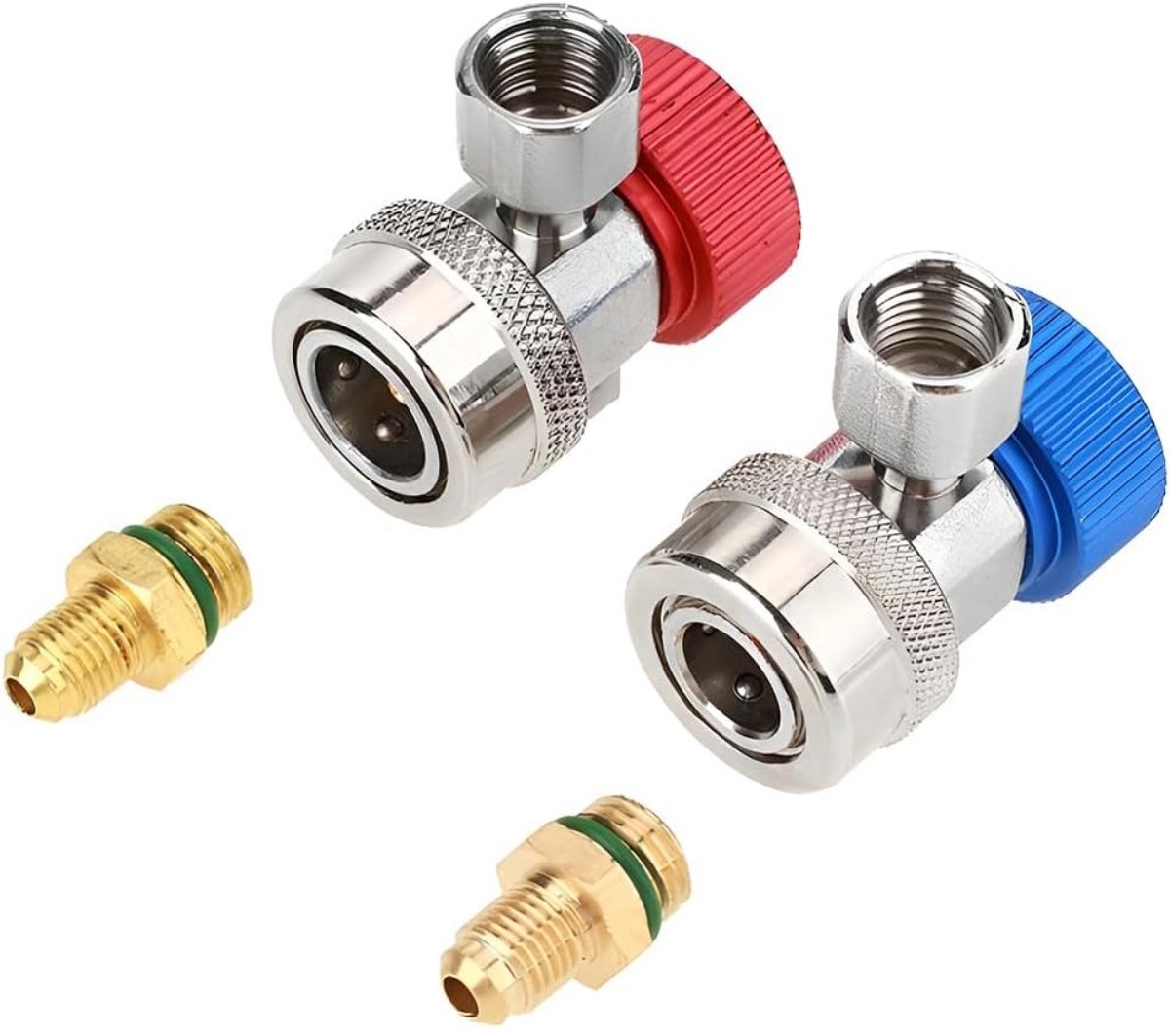 EXCITAT Koelmiddeladapter - R134A-snelkoppeling - hoge en lage druk - voor auto-airconditioning
