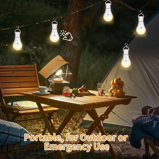 2 stuks E27 LED-lamp - Oplaadbare batterij met afstandsbediening - Dimbare lamp met timerfunctie, 3 kleurtemperaturen - Noodverlichting voor binnen en buiten — afbeelding 5