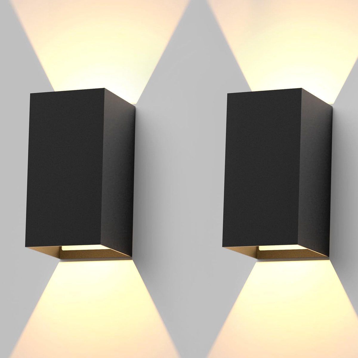 NETTLIFE Wandlamp - Set van 2 Stuks - LED Wandlampen - B 10cm - Zwart Buitenlamp - Modern - 3000K warm wit licht - 5W - IP65 Wandverlichting - Up Down light binnen & buiten Wandverlichting - voor Tuin | Slaapkamer | Woonkamer | Hal