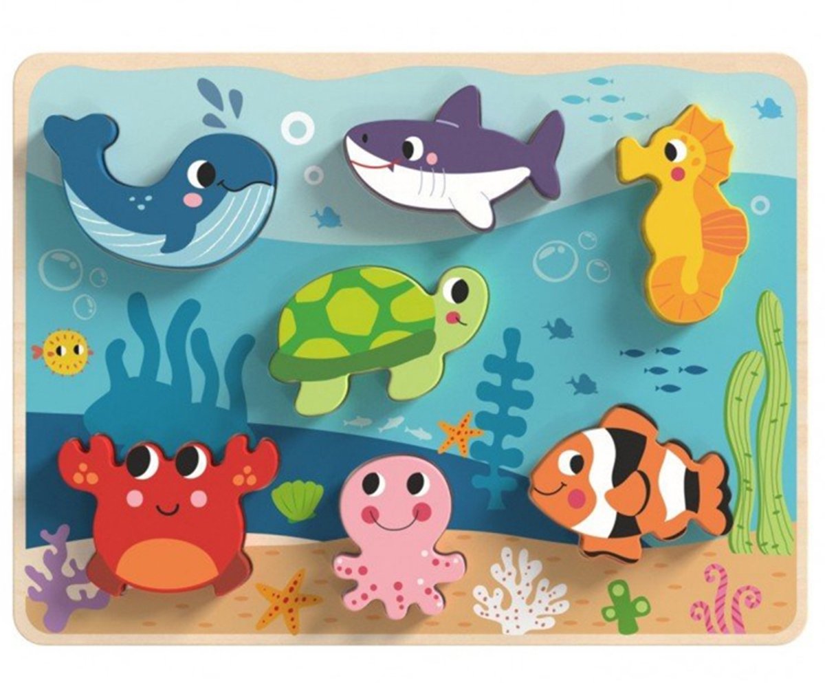 TOOKY TOY – Montessori Houten Puzzel Zee Wereld 7-delig