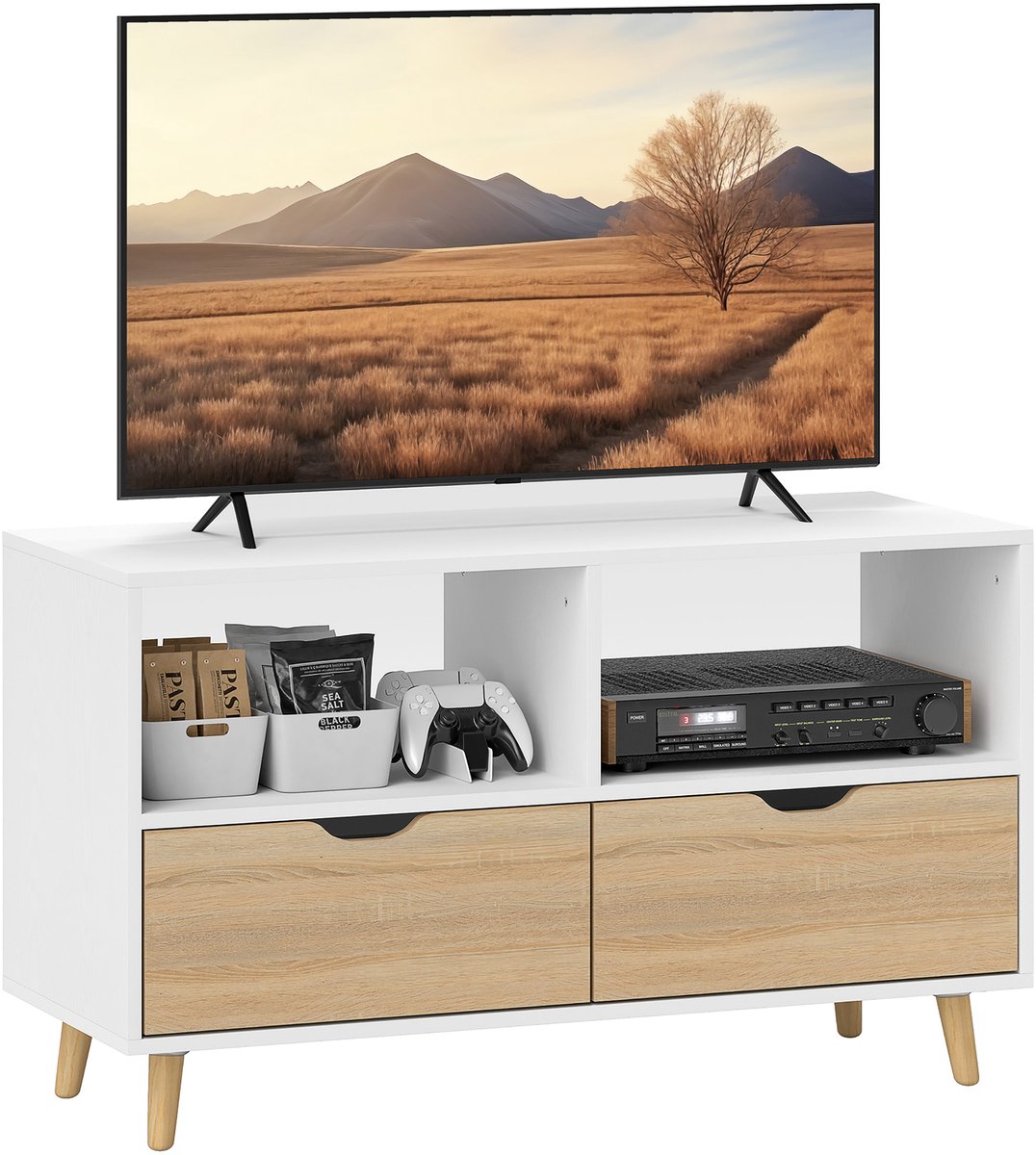 HOMCOM tv-meubel - spaanplaat - 99L x 39B x 58,3H cm - wit