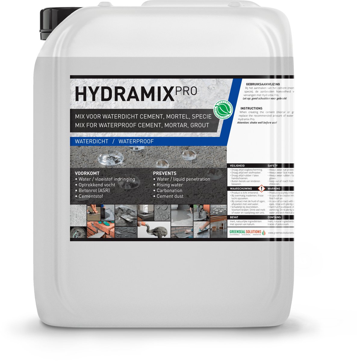 Cement waterdicht maken - Cementmix additief - Voegen waterdicht maken - Waterdicht beton - Waterdichte mortel - Hydramix Pro - 10L
