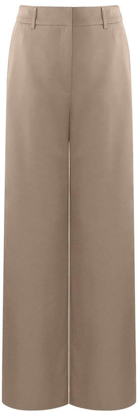Yehwang - Gimme - Comfort - broek - dames - flared - Chino - licht bruin - Maat M