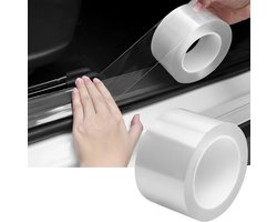Autodeurrandbeschermingsstrips, dorpelbeschermers, 7 cm breed * 10 m lang - 5D koolstofvezel autowrap, vinyl autowrap antibotsing geschikt voor de meeste voertuigen (transparant)