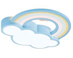 foto van Serolux® - Babykamer - Plafondlampen - kinderkamer accessoires - kinderkamer decoratie - kinderkamer lamp - LED-strips - Drie lichtkleuren - Wolken en Regenboog - 50 x 45 cm - Blauw