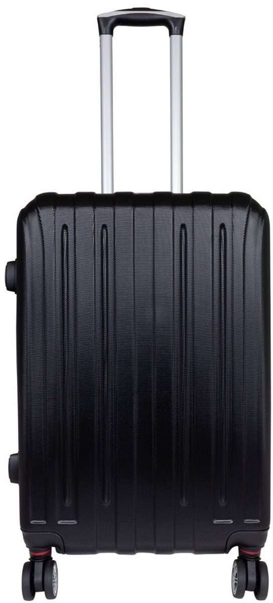 Koffer Dallas maat M - Reiskoffer met cijferslot en op 4 dubbele zwenkwielen - Lichtgewicht - Zwart - ca. 65x44x25 cm