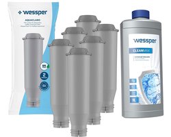 Wessper 6x waterfilter voor koffiezetapparaten compatibel met Krups Nivona, compatibel met filter NIRF 700 / F088, filterpatroon + ontkalker, universal, Wessper, 1000ml, set
