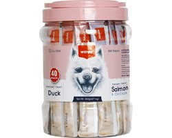 Wanpy - likbare hondensnack - Eend + Zalm & Kip - Voordeelpack 40 stuks - Hondensnacks - Creamy Treat
