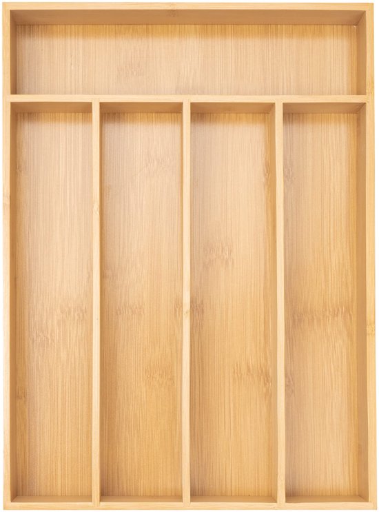 Utoplike Bamboe Bestek Lade Organizer Trays, Uitbreidbaar Gebruiksvoorwerp Organizer voor Keukenlade, Verstelbare Zilverwerk en Flatware Houder, Ladeverdelers voor Lepels Vorken Messen, Groot, Zwart