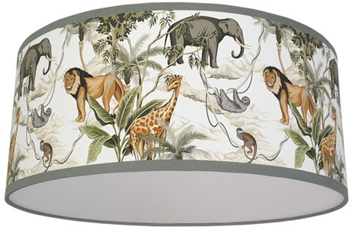 Plafondlamp jungle monkey leeuw-sfeerverlichting-diffuser-kinderkamer-jungle-verlichting-35 diameter-olifant-leeuw-giraf